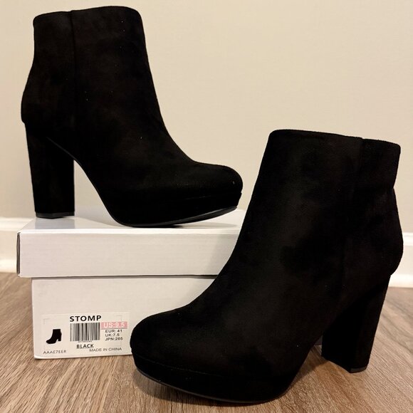 Dream Pairs Shoes - NEW Dream Paris Black Platform Block Heel Ankle Booties with Side Zip | Size 9.5